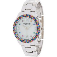 Gossip Multi-colored Crystal Bracelet Watch - Silvertone - One Size