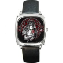 Gothic Bride & Red Background Watch w/Leather Bands NEW - Multi-color - Metal