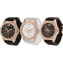 Gp By Brinley Co. Women's Rhinestone Decorative Chronograph Watch