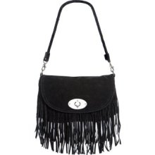 GRAY Women Suede Design Handbag Bag Purse with Fringes