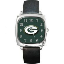 Green Bay Packers Unisex Silver-Tone Square Metal Watch 02