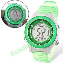 Green Girls Digital Cold Light Sports Alarm Wrist Watch