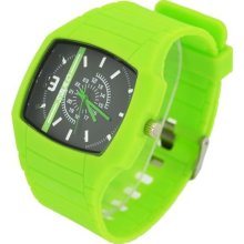 Green Hands Plastic Quartz Sport Style Unisex Wrist Watch Analog Display