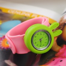 Green Silicone Rubber Slap Band Quartz Large Size Watch for Students