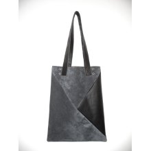 Grey black Geometric Totebag Shopper made of high quality Napa-Leather in geometric Design from MusterstÃ¼ck