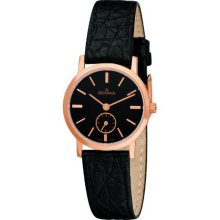 Grovana Women's Quartz Watch With Black Dial Analogue Display And Black Leather Strap 3050.1567