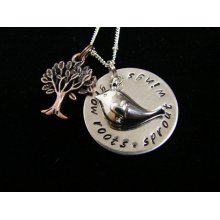 Grow Roots Sprout Wings Necklace - with tree and bird charms