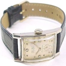 Gruen Curvex Precision Vintage Diamond Wristwatch W/ 14kt Solid White Gold Case