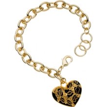 Guess Bracelet, Gold-Tone Topaz Glass Heart Charm Bracelet