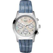 GUESS Chronograph Blue Leather Ladies Watch U11061L2