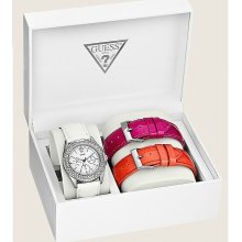 GUESS Hi-Energy Interchangeable Leather Strap w Crystal Accents Style: U12624L2