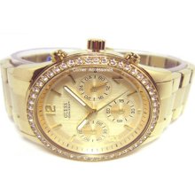 Guess Ladies W16567l1 Gold Swarovski Crystals Chrono Watch