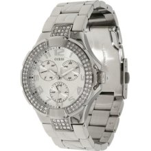 Guess Silver Prism G12557l Crystallized Multifunction Ladies Watch In Box