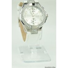 Guess Watch Ladies White Leather