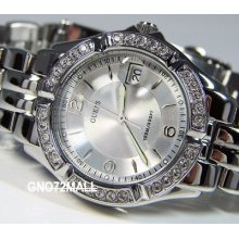 Guess Waterpro Silver Swrvski Crystal Date Ladies Watch