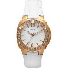 Guess Women's W11558l1 Steel White Leather White Dial Watch, Great Mother's Gift