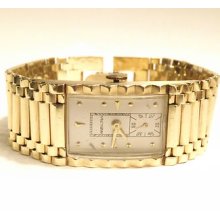 Hamilton 14k Solid Gold Case Bracelet Mint 982 Mens Deco