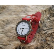 Hand-woven highend suede brecelet watch, leather retro watch,unisex charm bracelet watch DA065