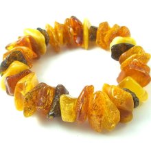 Handmade Baltic Amber Bracelet Several Colors Various Shape Beads Stretch