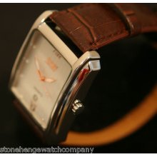 Handsome Classic Skmei Quartz Square Men's Wristwatch With Leather Strap