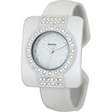 Henley Glamour Embedded Crystal Bangle White Dial Ladies Fashion Watch H07056.4