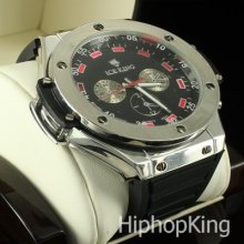 Hip Hop Analog Mens Watch Silicone Strap Back 7 Color Flashing Light Low