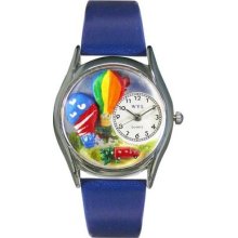 Hot Air Ballons Royal Blue Italian Leather Band And Silvertone Watch S1010018