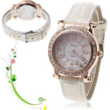 Hot Fashion Exquisite Simple Diamond Crystal Ladies Quartz Watch Gift 3036 White