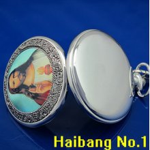 Hot Sale Antique Silver Mens Quartz Dressing Pocket Watch & Free Chain