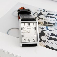 Hot Sale Gift White Square Dial Leather Strap Men's Quartz Wristwatch Battery
