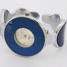 Hot Selling Elegant Women Round Case Quartz Bracelet Wrist Watch Blue