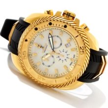 Imperious Men's Gear Head Swiss Quartz Chronograph Mother-of-Pearl Strap Watch GOLDTONE