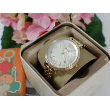 In Box Womens Fossil Heather Gold Stainless Steel Oversized Watch Es3192