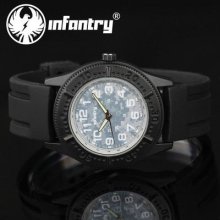 Infantry Mens Wrist Watch Analog Lume Sport Acu Camo Military Black Rubber