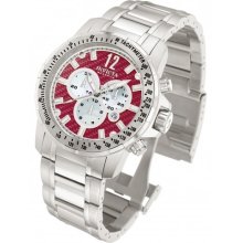 Invicta 0347 Men $1995 Speedway Reserve Red Grey Dial Quartz Chrono Ss Watch