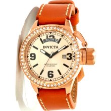 Invicta 12970 Women $895 Corduba Rose Dial Quartz 3h Tan Leather Watch