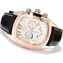 Invicta 13694 Men's Lupah Silver Dial Rose Gold Black Leather Watch