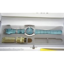 Invicta Ceramic Case Women's Watch Light Blue Dial 11299 Leather Set