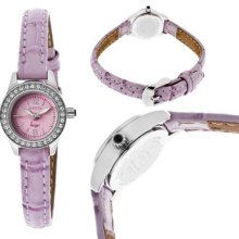 Invicta Ladies/women's Angel Watch 13655 Purple Leather Band Quartz