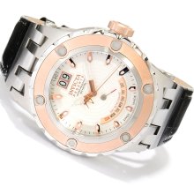 Invicta Men's 10098 Reserve Silver Dial Rose Gold Leather Watch