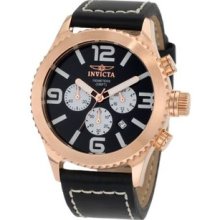 Invicta Men's 1429 II Collection Chronograph Black Dial Leather