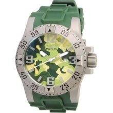 Invicta Mens Excursion Diver Green Camouflage Dial Polyurethane Watch 1094