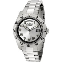 Invicta Mens Pro Diver Stainless Steel Silver Dial Watch Fast Free S&h