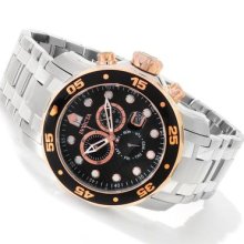 Invicta Mens Pro Diver Scuba Chronograph Black Dial Stainless Steel Watch