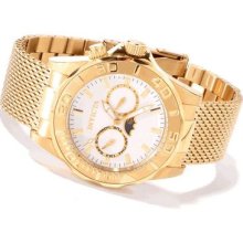 Invicta Mens Sea Wizard Swiss White Dial Gold Tone Stainless Steel Watch 10600