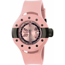 Invicta Men's Stainless Steel Case Quartz S1 Rally Pink Tone Dial Rubber Strap Date Display 11992