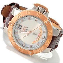 Invicta Mens Subaqua Noma Iii Brown Leather Band Day Retrograde Watch 1576