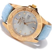 Invicta Pro Diver Stainless Steel Light Blue Alligator Strap Watch 10230