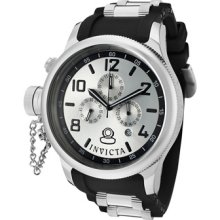 Invicta Watches Men's Russian Diver Chronograph Silver Dial Black Poly