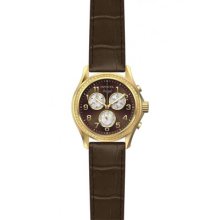 Invicta Women's 12989 Angel Brown Gold Dial Chrono Brown Leather Watch